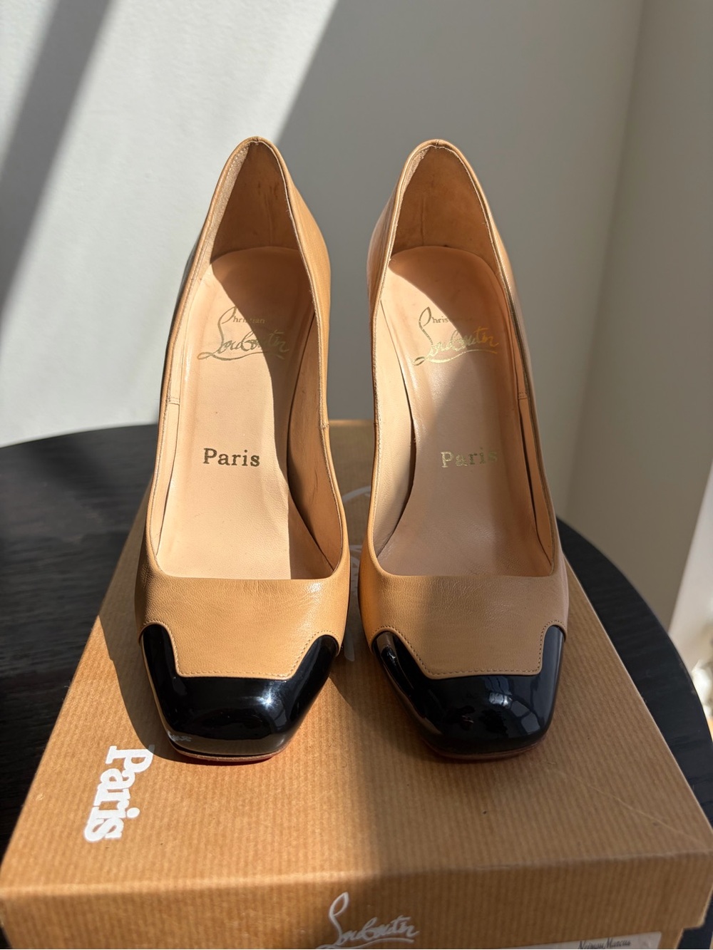 Christian Louboutin Vintage Y2K Lady Grant Patent Square Cap Toe Pump Heels 36.5